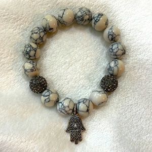 Hamsa Hand Evil Eye Beaded Bracelet Handmade